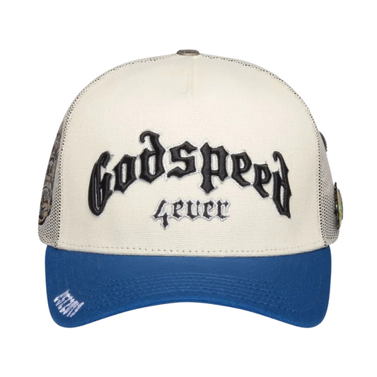 Godspeed Forever Trucker Hat (White/Royal)