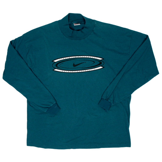 Vintage Nike Mock Neck Long Sleeve T-Shirt (Turquoise)